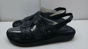 Easy Spirit 7M Women Black Leather Slip On Slingback Sandal Open Toe Casual Shoe - Picture 1 of 7