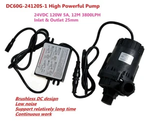24VDC Powerful Micro Brushless DC Pump DC60G-24120S-1 120W 12m 3800LPH Stable - Picture 1 of 16