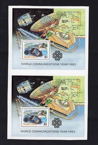 Saint Lucia 1983 World Communications Year  S/S PAIR! BILESKI RARITY! Sc 611 MNH - Picture 1 of 2