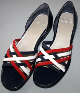 "Mootsies Tootsies" Slip on Sandals~Leather~Red/White/Blue~8 1/2 M - Picture 1 of 5