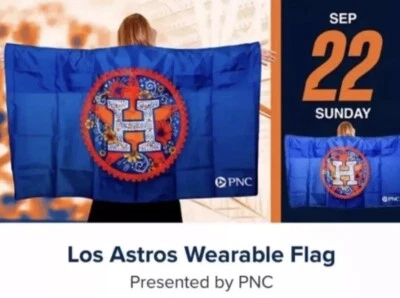Houston Astros Los Astros SGA Wearable Flag 9/22/2024 Hispanic Heritage New - Image 1 of 3