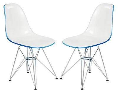 Cresco Silla de Comedor Moderna Acento Acrílico con Base Cromada Eiffel, Juego de 2 Foto 1 de 2