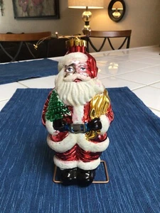 728A~ Adorno de Navidad de plástico vintage Santa Claus brillo 7" - Imagen 1 de 4