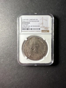Great Britain silver dollar ND(1797-99) on Bolivia 8 reales 1795 NGC XF cleaned - Picture 1 of 2