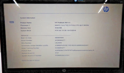 Portátil 15.5" HP PROBOOK 450 G3 i3-6100U @ 2.30GHz 4GB RAM 500GB HDD, SIN SISTEMA OPERATIVO Foto 1 de 4