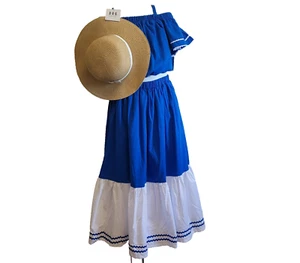 NWT Haute Hippie Girls Maxi Dress Outfit M  7-8 Blue Boho Cottage Tiered Skirt - Picture 1 of 9