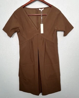 NUEVO CON ETIQUETAS $245 Vestido Rebecca Taylor Manga Corta Cambio con Bolsillos en Oliva Oscuro Talla L Foto 1 de 4