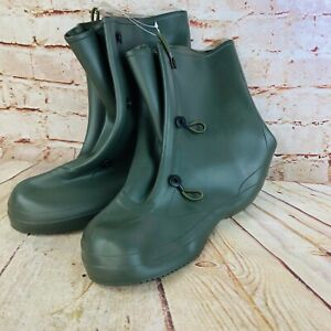 Vintage Aigle Green Rubber Galoshes Rain Boots Overshoes sz 10 