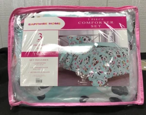 Sapphire Home Kids Girls Teen Comforter Set w/Sham & Decorative Pillow Panda NEW - Picture 1 of 4