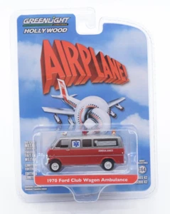 Raw Metal Chase 1970 FORD CLUB WAGON AMBULANCE AIRPLANE 1/64 GREENLIGHT 62030 B - Picture 1 of 4