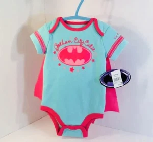 Six Flags Great Adventure Batman Gotham City Cutie Infant Baby 1 Piece Pink Blue - Picture 1 of 12