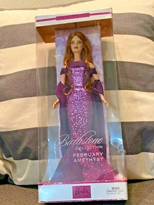 2002 Muñeca Barbie febrero piedra de nacimiento amatista pelo rojo pelirrojo nueva caja desgastada - Imagen 1 de 4