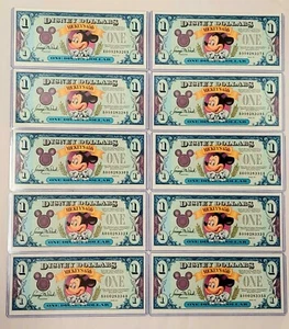 1993 1 $ Gem Mt Disney Dollars 10 aufeinanderfolgende A00028326A-A00028335A Mickey's 65th - Bild 1 von 6