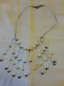 sterling silver choker style lavalier Hardstone agate and pearls - Picture 1 of 12