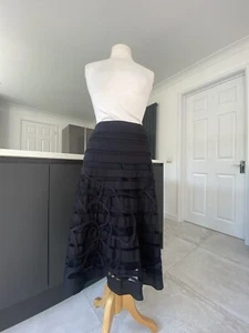 Per Una Size 10 Black Mesh Mix Applique A-line Skirt Marks and Spencer Formal - Picture 1 of 14