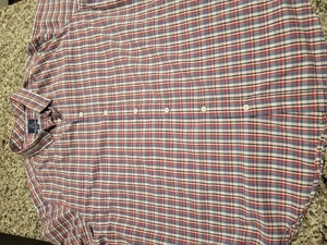 Camisa George Para Hombres 3XL Abotonada Calce Clásico A Cuadros Azul Rojo Informal Manga Larga - Imagen 1 de 8