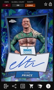 Elton Prince Blue Brand Signature Iconic - Topps Slam WWE Chrome Sapphire - Picture 1 of 1