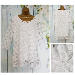 DAMART WHITE GUIPURE LACE TOP Size 18-20 , Stunning Special Occasion Tunic - Picture 1 of 10
