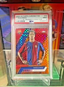 2022-23 TOPPS CHROME FCB MES CLUB ORANGE X FRACTOR #44 RONALDINHO 10/25 PSA 9 - Picture 1 of 16