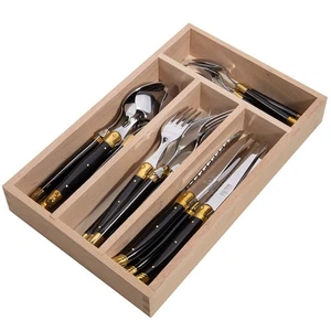 NEW Laguiole Debutante Cutlery Black With Brass Set 24pce - Bild 1 von 4