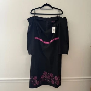 Torrid Women's Size 20 Black Off The Shoulder Dress with Floral Detail NWT - Picture 1 of 9