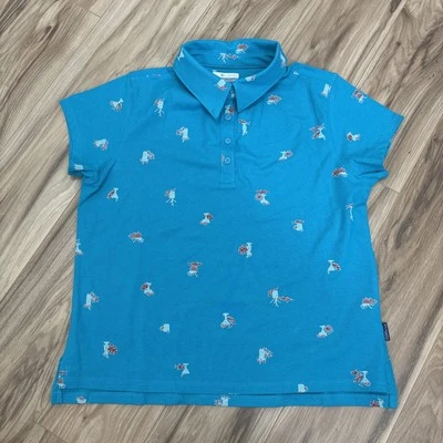 COLUMBIA Women Size L Blue Pattern Fishing Gear PFG Performance Polo Shirt -NWOT - Image 1 of 4