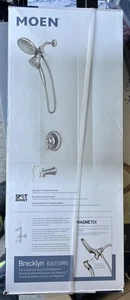 MOEN Brecklyn Tub Shower Faucet w/ Magnetix Rainshower in Brushed Nickel w Valve - Picture 1 of 3