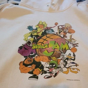 Vtg SPACE JAM Looney Tunes Hoodie Jerzees Mens L Taz Bugs Marvin Monstars T32 - Picture 1 of 13