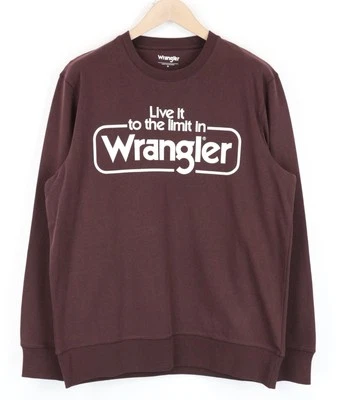 Wrangler Hombre M Marrón Manga Larga Jersey con Impreso Logo Algodón Sudadera - Imagen 1 de 4