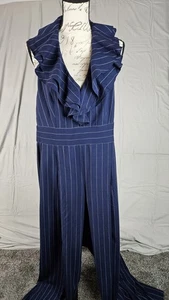 Ralph Lauren Collection Purple Label Jumpsuit Gr. 8 Neckholder Navy Wolle Nadelstreifen - Bild 1 von 13