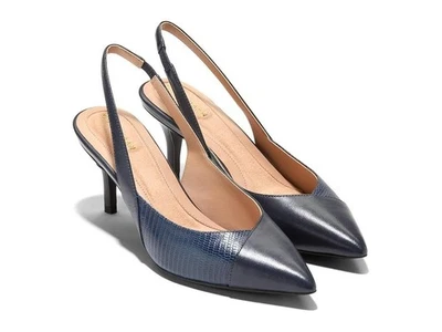 Cole Haan Go-to Slingback 65MM Pump Womens 6.5B Navy Lizard Leather Cushioned - Image 1 of 4
