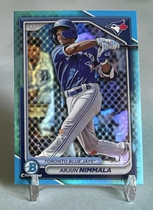 Arjun Nimmala 2024 Bowman Draft Chrome #BDC-102 Sky Blue Refractor Blue Jays - Picture 1 of 4