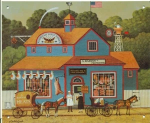 AD-VINTAGE STYLE METAL TIN ART REPRODUCTION HANGING SIGN-AMERICAN MEAT STORE - Picture 1 of 2