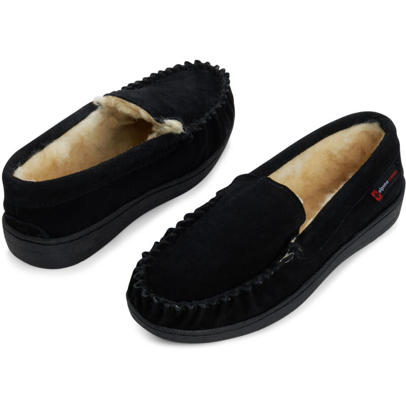 Online Shopping Alpine Swiss Yukon Mens Suede Shearling Moccasin Slippers Moc Toe Slip On Shoes