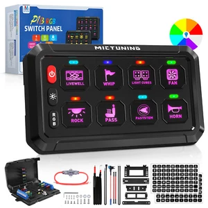 MICTUNING New P1B RGB 8 Gang Switch Panel, Multifunction Toggle Relay System Box - Picture 1 of 24