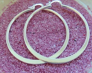 925 Silber Groß Flach Damen Creolen ca 54 mm  4 mm Hänger Glatt Spiegel - Bild 1 von 9