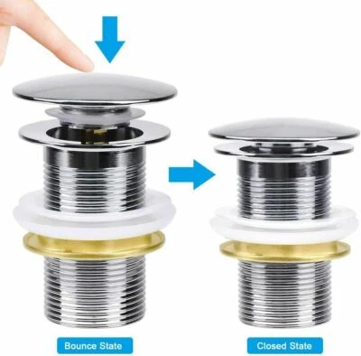 POP UP Ablaufgarnitur Abfluss Ablaufventil Waschbecken hat Überlauf Stöpsel - Bild 1 von 4