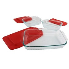 Pyrex Sculpted Baking Dishes with Lids, 6-Piece Set 45356 1128858