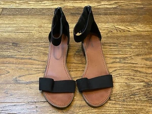 Nine West Leather Sandals Ankle Straps with zippered back 9M Black - Picture 1 of 5