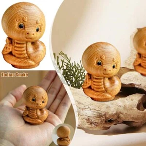 Year of The Snake Trinket Woodiness Cute Mini Accessories Animals Carving T7N7 - Picture 1 of 13