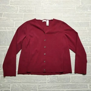Liz Claiborne Silk Blend Cardigan Sweater Womens Petite Large PL Red Button Up - Picture 1 of 6