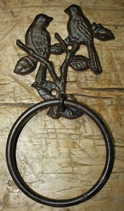 Cast Iron Antique Style BLUEBIRD Door Knocker TOWEL RING Holder Bird - Picture 1 of 1