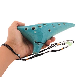 12 Hole Ocarina Instrument With Song Book for Beginner, Alto C Ceramic Ocarina - Picture 1 of 11