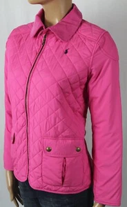 Ralph Lauren Pink Quilt Jacket Full Zip Corduroy Collar Navy Blue Pony NWT $115 - Picture 1 of 1