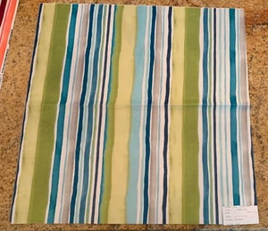 Clarke & Clarke F0832/1 Sunrise Stripe in Aqua/citrus 27” sample - Picture 1 of 3