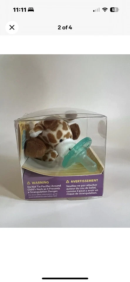 WubbaNub Little Lamb Avent Pacifer- Animal Plush Combo - Image 1 of 4