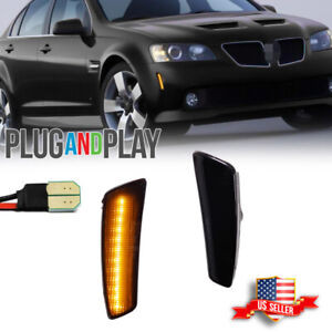 2x Smoke Front Bumper LED Side Markers Lights For 2008 2009 Pontiac G8 GT GXP