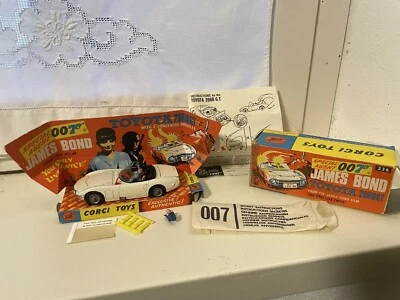 TOYOTA 2000 GT JAMES BOND CORGI TOYS 336, SCATOLA ORIGINALE, ISTRUZIONI, BOMBE - Immagine 1 di 4