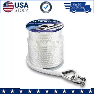 Anchor Rope Braided Anchor Line 3/8Inch 100 FT Premium Solid Braid MFP Boat Rop - Picture 1 of 6