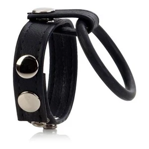 Leather Ball Spreader Medium - Male Adjustable Leather Penis Cock Ring Strap - Picture 1 of 6